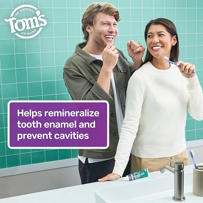 Tom's of Maine Whole Care Natural Toothpaste with Fluoride, Spearmint, 4 Ounce (Pack of 3), (Packaging May Vary)