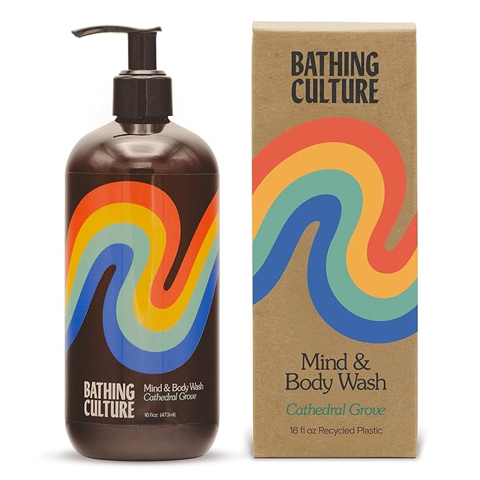 Bathing Culture, Organic Mind + Body Wash, Natural, Biodegradable, Vegan Personal Care, All Natural Organic Body Wash for Women and Men, PCR Plastic Bottle, 16 oz, Cathedral Grove, Holiday Gift Idea