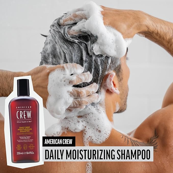 American Crew Shampoo for Men, Daily Deep Moisturizer, Naturally Derived, Vegan Formula, Citrus Mint Fragrance, 15.2 Fl Oz