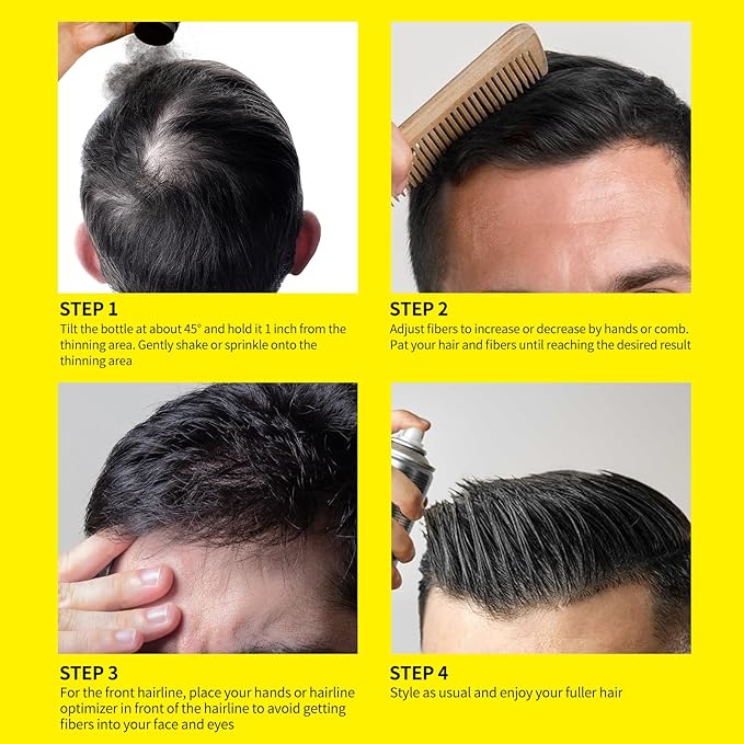 SEVICH Hair Fibers for Thinning Hair, Hair Building Fibers Instantly Thicker & Fuller Look,Hair Powder for Men & Women 12g Black