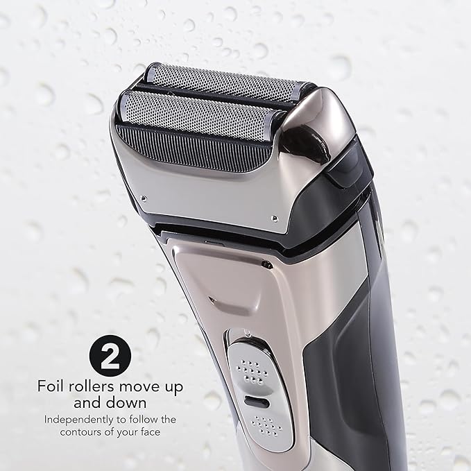 Members Only Foil Shaver, Lithium Metallic Cordless 2 Blade Electric Shaver, Precision Contouring, Pop-up Trimmer, LED Display, Waterproof Design (IPX6), USB Rechargeable