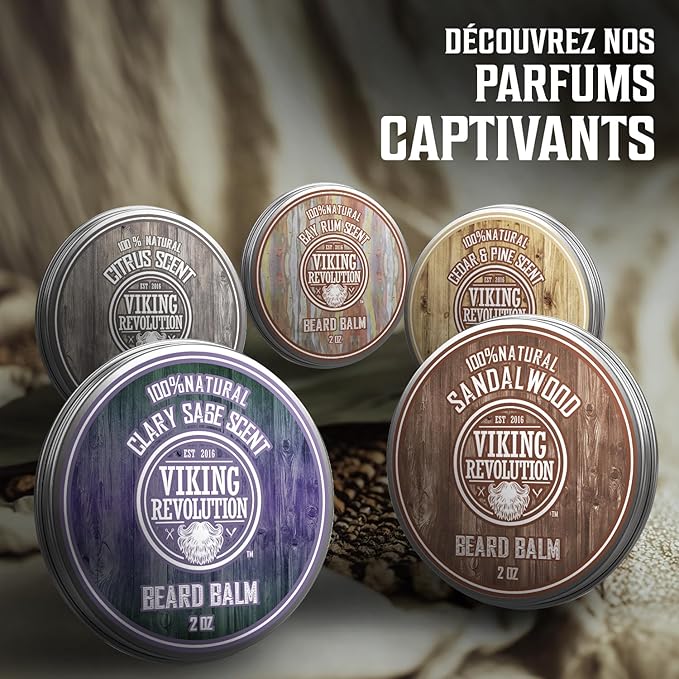 Viking Revolution BEST DEAL Beard Balm with Argan Oil & Mango Butter - Styles, Strengthens & Softens Beards & Mustaches - Citrus Scent Leave in Conditioner Wax for Men
