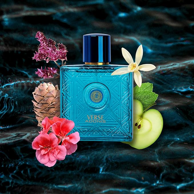 NovoGlow Verse Adonis Eau De Parfum for Men 3.4 Fl. Oz. 100ml Men's Perfume Refreshing Combination of Woody Floral & Fruity Scents - Masculine Scent Lasts All Day A Gift for Any Occasion