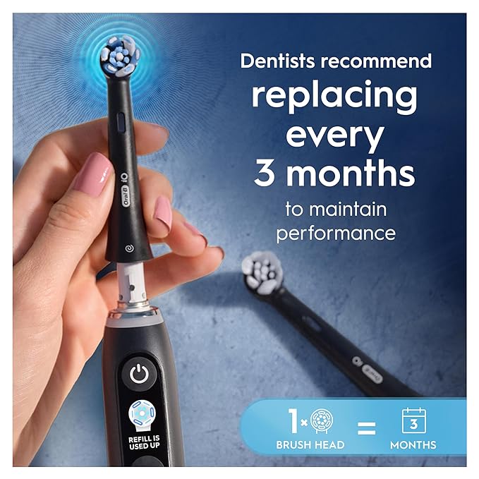 Oral-B iO Ultimate Clean Electric Toothbrush Head, Twisted & Angled Bristles for Deeper Plaque Removal, Pack of 2 Toothbrush Heads, Black