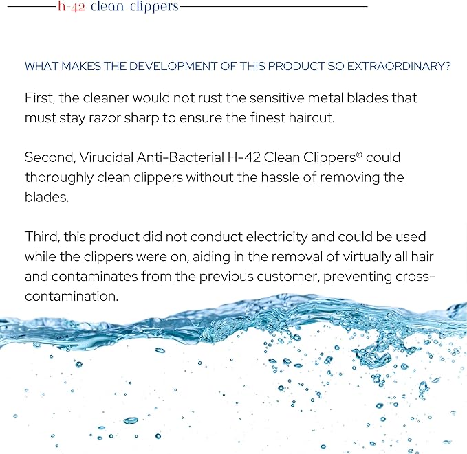 H-42 Clipper Blade Cleaner – Waterless Clipper Cleaner for Barbers, Anti-Rust Formula for Clippers and Trimmers, Cleans and Cools Blades, 8oz Jar