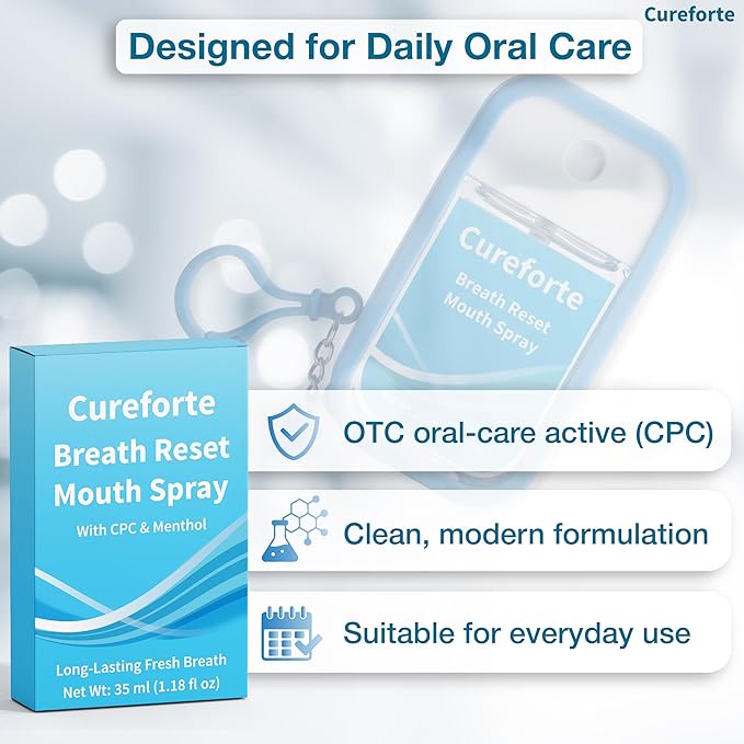 Breath Reset Mouth Spray – OTC Oral Antiseptic, Relieves Dry Mouth – CPC + Glycerin Formula, Alcohol-Free, Sugar-Free – 1.18 Fl Oz (35mL)