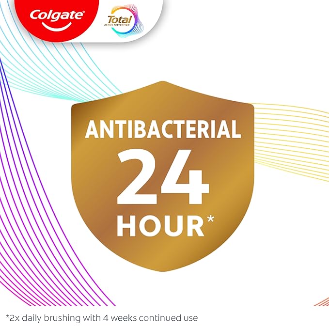 Colgate Total Whitening Toothpaste Paste, 5.1 oz, 2 Pack, Fluoride Antibacterial for Plaque, Gingivitis, Sensitivity, Stain Removal, Clinically Proven, Mint