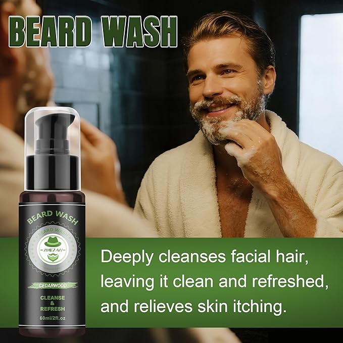 Dad Husband Christmas Gifts,XIKEZAN Beard Kit for Men Grooming with Cedarwood Wash,Conditioner,Oil,Balm,Brush,Comb,Scissors,Anniversary Valentines Birthday Fathers Gift Ideas for Men Grandpa Boyfriend