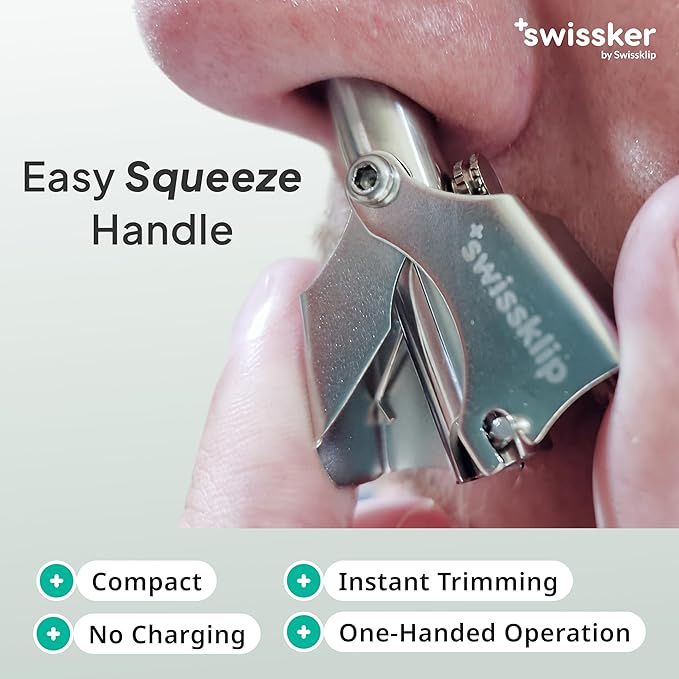 Swissklip Swissker Human Power Nose Hair Trimmer for Men | Manual Nose Hair Trimmer for Women I Stainless Steel Ear Hair Remover for Men & Women I Easy to Use Ear Hair Trimmers