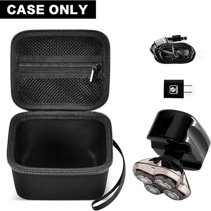 ANKHOH Case Compatible with Skull Shaver Electric Pitbull Pro Razor, Hard Travel Rotary Men Head Shavers Beard Trimmer Storage Bag with Zipper Mesh Pocket for Mustache Grooming Kit,Black-Only Box