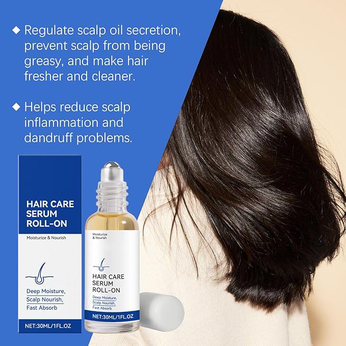 30ml Hair Growth Serum Roll On for Thinning Hair – Scalp Treatment with Ginger & Rosemary Oil to Reduce Hair Loss, Strengthen Roots & Nourish Dry Itchy Scalp