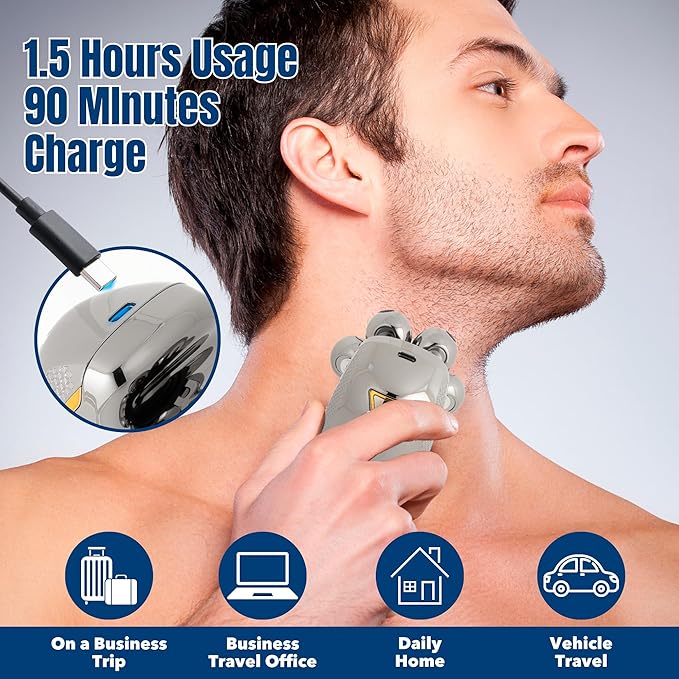 Head Shaver for Bald Man Cordless Electric Shavers - Detachable Heads Shavers for Men Waterproof Mens Razors for Shaving Rechargeable 7D Rotary Head Shaver,Nose Hair Trimmer,Ear Hair Trimmer for Men