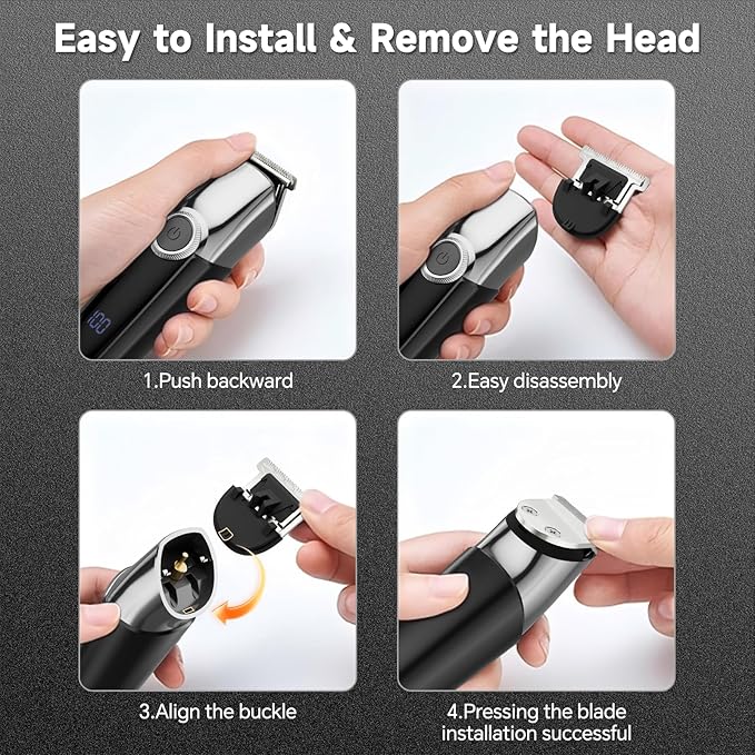 Beard Trimmer for Men, 5 in 1 Electric Razor for Men, Cordless Hair Clippers, Waterproof Grooming Kit for Shaving Face, Mustache, Body, Ear, Nose Hair Trimmer, Gifts for Mens, Black