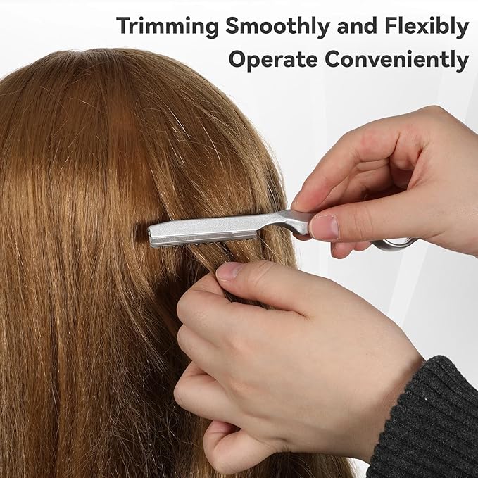 Hair Razors for Cutting Hair Styling Razors Stainless Steel Thinning Razor Kit Straight Razor for Men Replacement Blades Professional Texturizing Cutting Tool for Salon and Home 11pcs