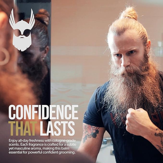 The Beard Struggle Warrior’s Beard Balm - Platinum Collection, Aesir's Triumph - Non-Greasy Low-Hold Formula, Luxurious Cologne-Grade Fragrances 100% Natural and Plant-Based Ingredients - 50g