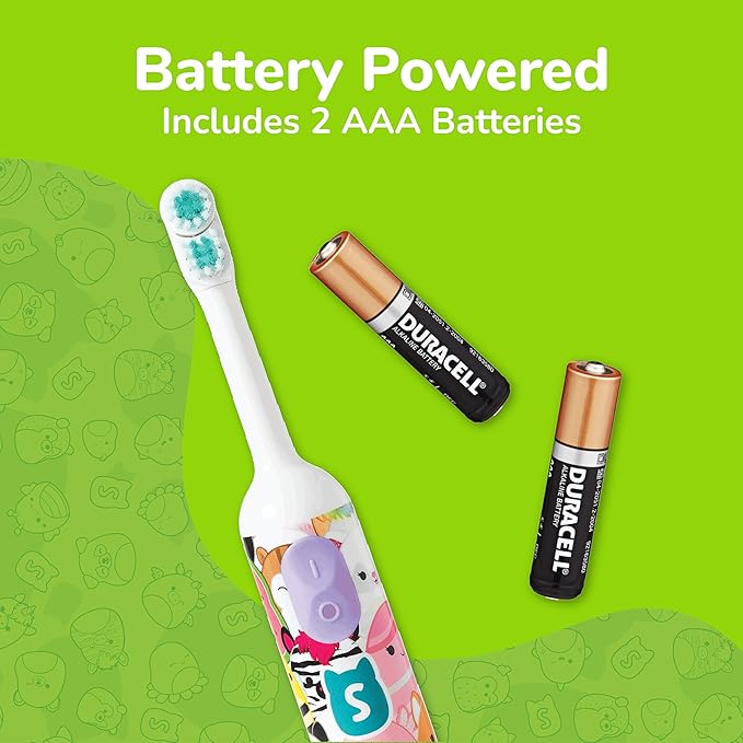 Brush Buddies Battery Powered Toothbrush Featuring Squishmallows, Oscillating 360 Degree Cleaning Power, Soft Rounded Bristles Electric Toothbrush for Adults, Battery Toothbrush