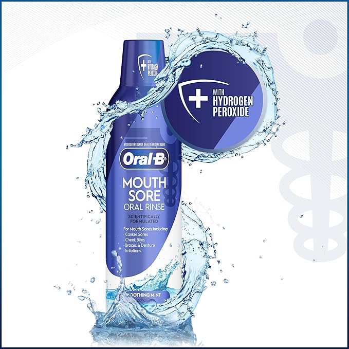 Oral-B Mouth Sore Mouthwash Special Care Oral Rinse, Hydrogen Peroxide Mouthwash, 16 fl oz, Mouthwash Alcohol Free