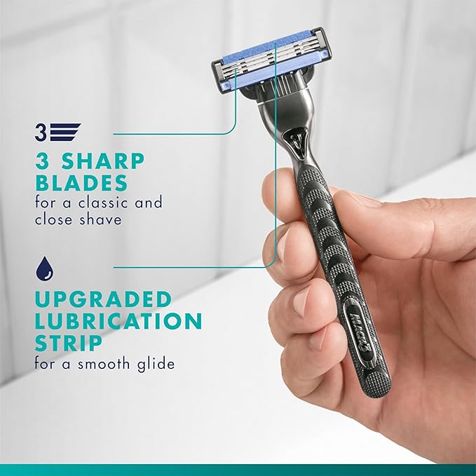 Gillette Mach3 Razor Refills for Men, 12 Razor Blade Refills