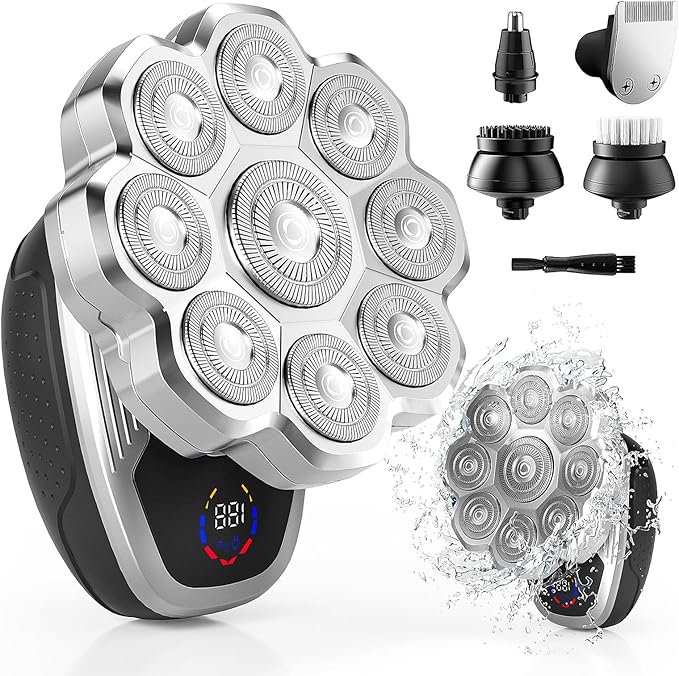 Electric Razor for Men,Head Shavers for Bald Men,5-in-1 Electric Razors with Wet & Dry Bald Head Shaver,9D Floating Head Shaver Comes with Magnetic Detachable Blades