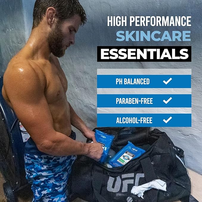 Game Face Grooming Cleansing Wipes - 25 Hydrating Facial Wipes (6 Pack) | On-The-Go, Lightly Scented, Rejuvenating, Eradicates Sweat | Perfect for Athletic, Sport, Travel, Camping, Festivals, Any Need