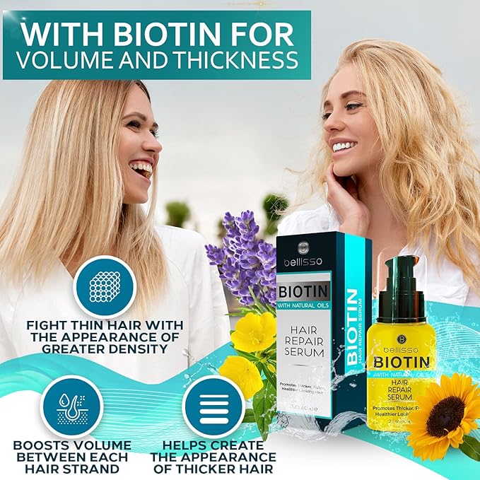 Biotin Shampoo and Conditioner Set and Biotin Hair Thickening Serum for Men and Women