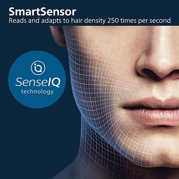 Philips Rechargeable Wet/Dry Electric Shaver Series 9000 with SenseIQ and Comfort Glide Ring Technology, Battery Powered, Silver