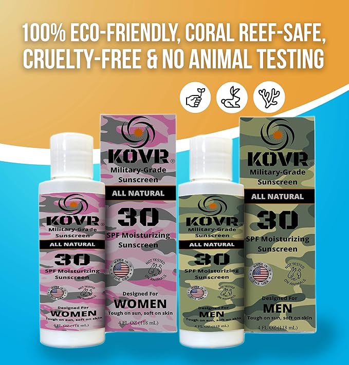 Kovr Sunscreen SPF30 Face & Body Mineral Sunscreen Combo Pack for Men and Women | Reef Friendly, Scent Free, Water Resistant Moisturing Sunblock