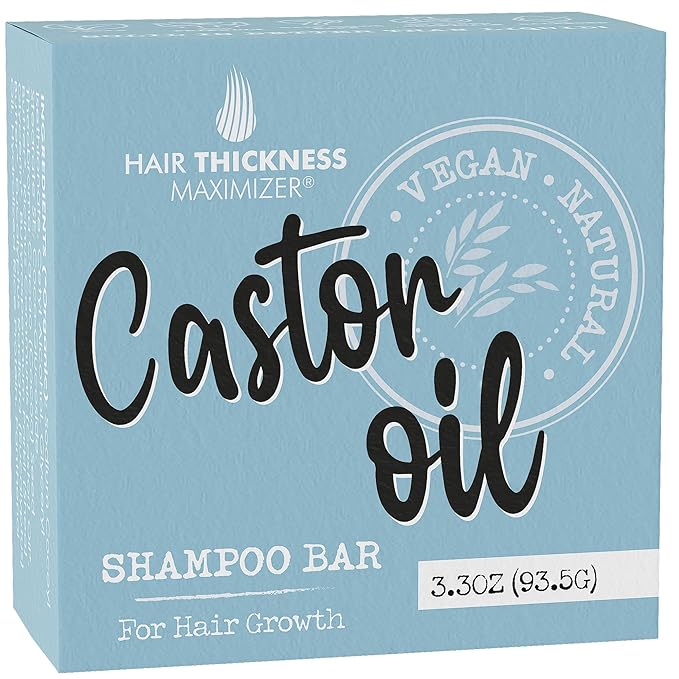 Castor Oil Shampoo Bar for Hair Growth. Eco-Friendly, No Harsh Chemicals, Color Safe, pH Balanced. Solid Shampoo Bar Equal to 3 Liquid Bottles. Zero Plastic, USA Made, Strengthening & Dry Hair Relief