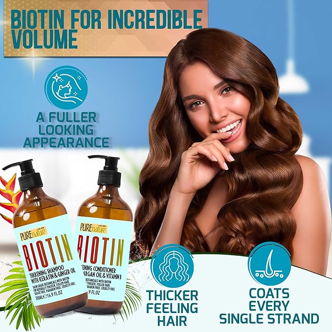 Biotin Shampoo and Conditioner Set and Biotin Hair Thickening Serum for Men and Women