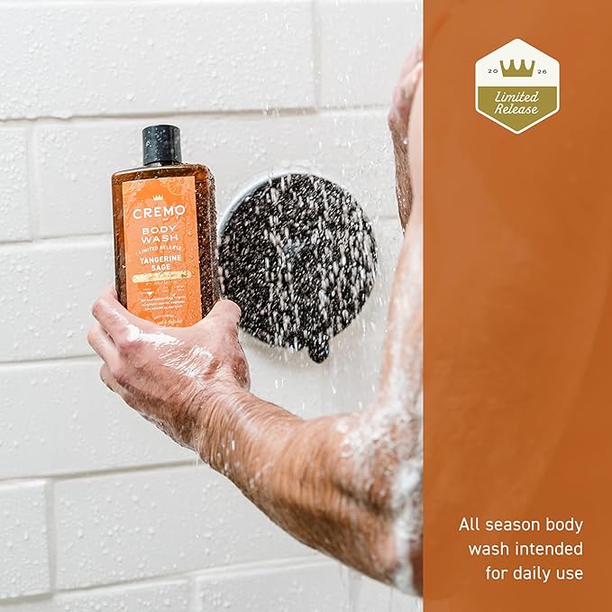 Cremo Rich-Lathering Tangerine Sage Body Wash Men, Notes of Fresh Tangerine, Sea Salt, and Wood Sage, 16 Fl Oz