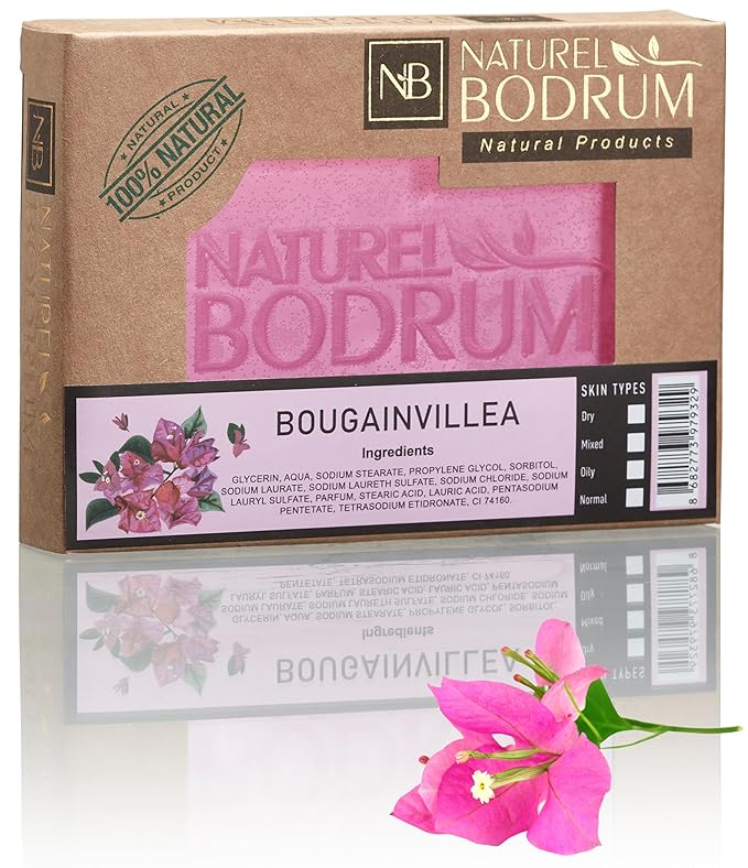 Bougainvillea Pink Organic Soap Bar for Women - Glycerin Soap Bar, Antioxidant-Rich Skin Elasticity & Hydration Bar with Hyaluronic Acid - Natural & Vegan Spa Gift, for All Skin Types