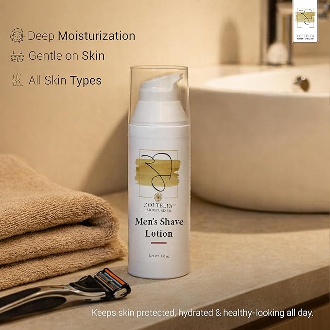 Zoi Teli'a Men’s After Shave Lotion Balance Deep Moisturize, Hydrate & Gentle on Skin with Cucumber, Coconut Oil & Glycerin - Fast Absorbing, Non-Sticky Skin Care Formula for Daily Use – 1.7 Oz