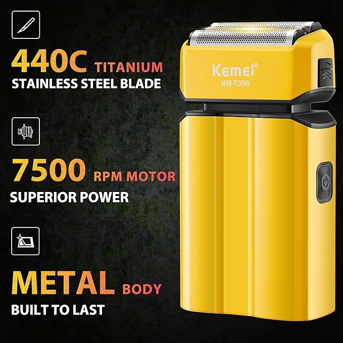KEMEI Electric Razor for Men,Shavers,Foil Shaver,Mens Electric Razors for Shaving Face/Beard, Men's Electric Shavers,Cordless,USB-C Fast Rechargeable,Close Shave,Travel/Home/Barber,KEMEI T396