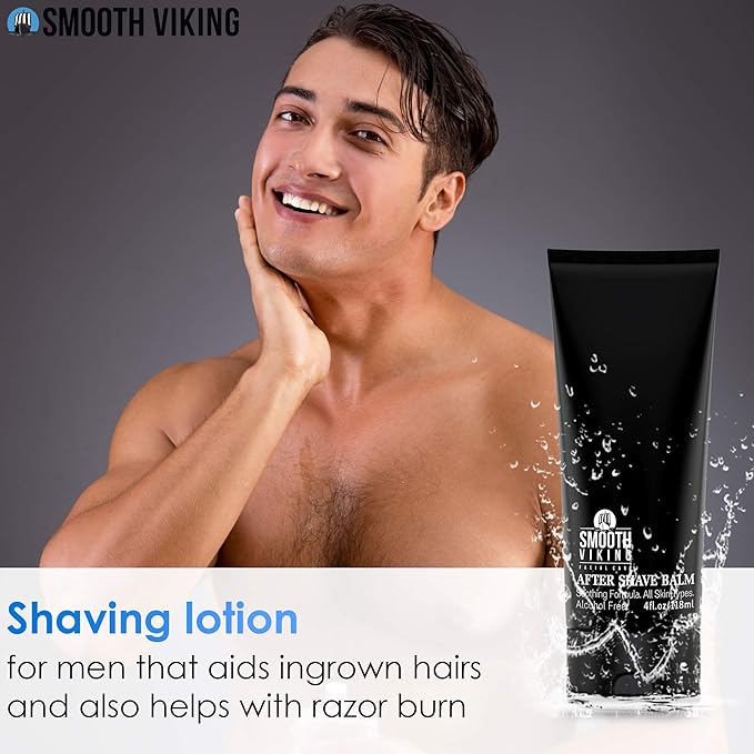Smooth Viking Beard Care After Shave Balm For Men, Alcohol Free Mave Balm with Spiced Black Pepper Scents, Aftershave For Men, Soothing, Moisturizing - After Shave Lotion For Men Sensitive Skin (4 Oz)