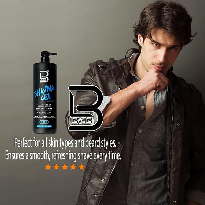 L3 - Level 3 Shaving Gel - Straight Razor Shave Gel - Non-Irritating - Refreshing Smell - No Hot Towel Necessary - Level Three Razor Gel (Aqua - Large)