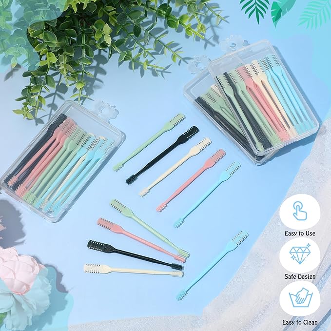 72 Pcs 2-in-1 Nasal Hair Cutter Double Sided Nose Hair Trimmer Bulk for Women Men Portable 360° Rotating Manual Nose Nasal Knife Soft Cleaning Brush Box Package Multicolor