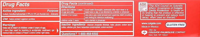 Colgate Cavity Protection Toothpaste with Fluoride - 4 Ounce (Pack of 6)