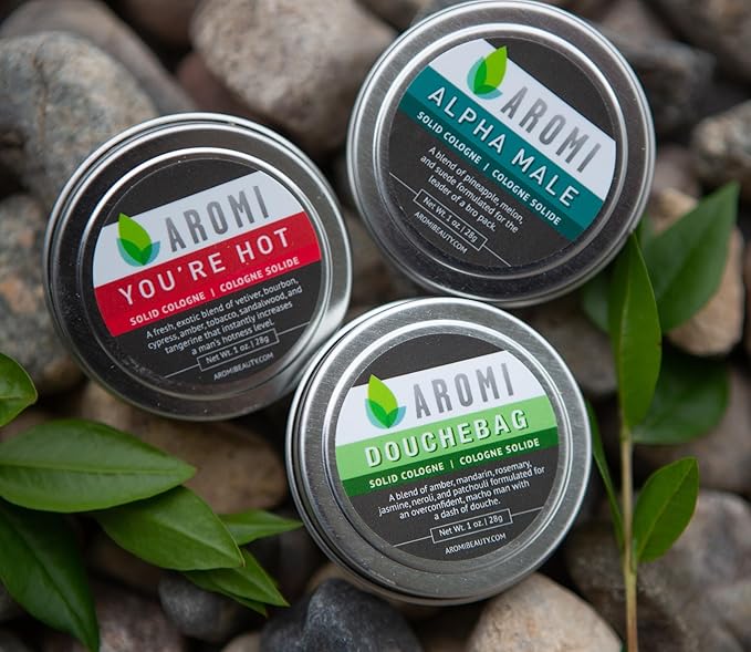 Aromi Solid Cologne | Fresh, Fruity Fragrance, Pineapple, Suede, and Lavender Scent, Small Men's Gift, Travel, Wax, Vegan, Cruelty-free, Alcohol-free (Alpha Male)