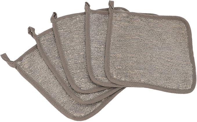 5PCS Exfoliating Washcloth for Face and Body, Dual Textured Wash Cloths for Showering, Travel Shower Rag Body Scrubber Face Wash Cloth for Women and Men (10.23 x 9.45inch)