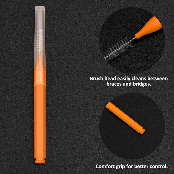 Patelai 100 Pieces Braces Brush for Cleaner Interdental Brush Toothpick Dental Tooth Flossing Head Oral Dental Hygiene Flosser Toothpick Cleaners Tooth Tool(White, Orange, Blue,Proper Size)