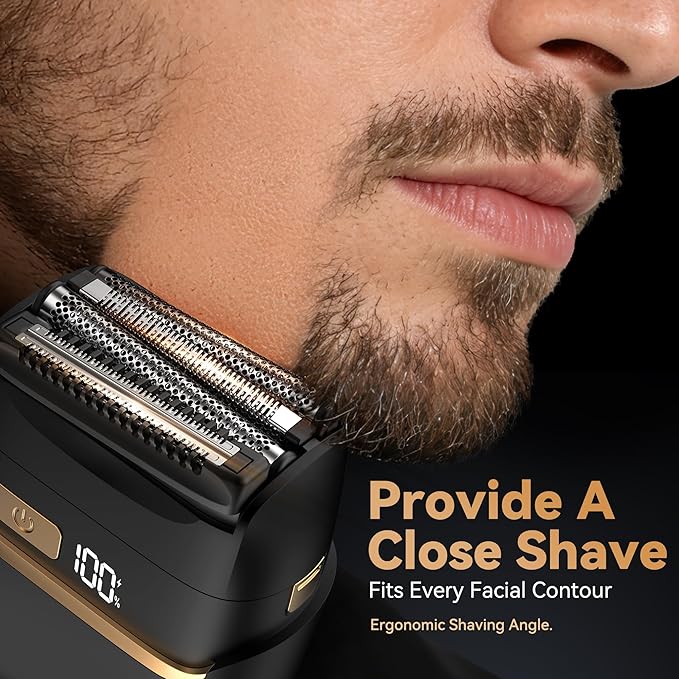 Electric Razor for Men, Advanced Foil Shaver with 4 Floating Blades(2 Foils + 2 Trimmers), Close Shave Without Tugging, Travel Electric Razor for Teenagers, Men & Fathers