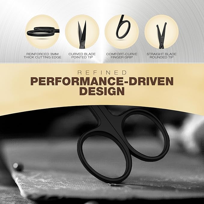 Utopia Care Eyebrow Scissors, Professional Stainless Steel Small Shears for Men and Women, Nose Hair Scissors for Grooming Mustache, Beard, Eyelashes, Ear Hair Trimming, Black