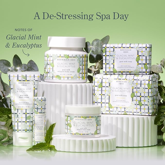 Beekman 1802 Glacial Mint & Eucalyptus Face Wipes - 100-Count - Scented - Cleanses, Nourishes & Hydrates - With Goat Milk, Aloe Vera - Good for Sensitive Skin - Cruelty Free