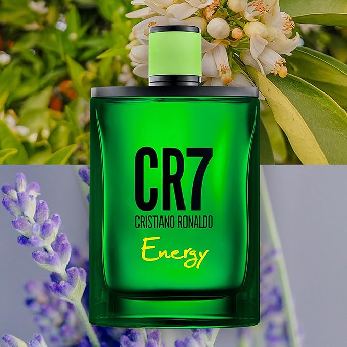 Cristiano Ronaldo CR7 Energy Eau de Toilette - Cologne For Men - Fougere Woody Green Men's Cologne - Cardamom, Lavender, Cedarwood Notes - 1 oz