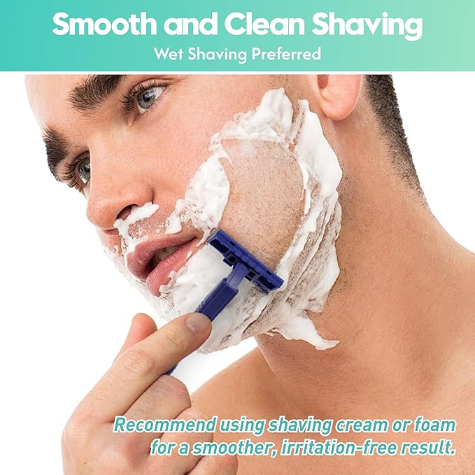 Individually Wrapped Twin Blade Disposable Razors – 40 Pack Stainless Steel Shavers with Lubricating Strip, Safety Cap & Non-Slip Handle for Sensitive Skin, Travel, Hotel, Hygiene Use
