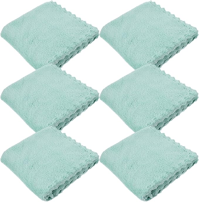 6Pcs Coral Fleece Face Wash Cloths Soft Reusable Makeup Remover Towels for Men and Women Skin-Friendly Highly Absorbent and Comfortable Facial Cleansing Squares