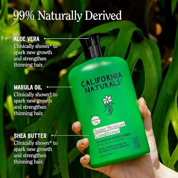 California Naturals Moisture Shampoo and Conditioner Set for Dry, Damaged Hair, Hair Care Bundle for Women and Men, Natural, Vegan, Cruelty, Silicone, Paraben, and Sulfate Free, Color Safe, 20 fl oz