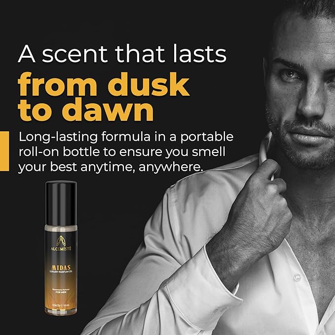Concentrated Cologne For Men - Long-Lasting Mens Cologne - Pheromones-Infused Oil-Based Perfume For Him - Intense Formula - Travel Size, Rollerball Fragrance - 0.34 oz (10 mL)