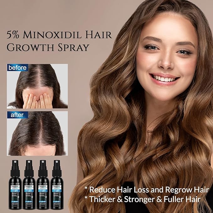 5% Minoxidil Spray for Men and Women, Minoxidil for Women Hair Growth, Minoxidil for Men Hair Growth Spray 4PCS.