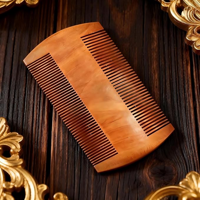 Wooden Beard & Mustache Comb for Men, Tangle-Free Sandal Scent Travel Beard Straightener Comb for Facial Hair Grooming & Care